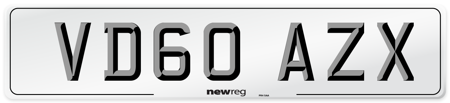 VD60 AZX Number Plate from New Reg